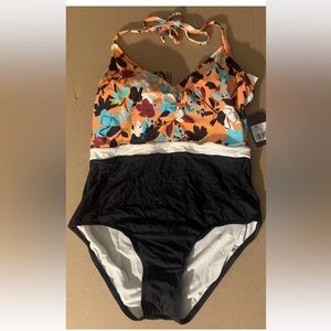 Sea Angel Meadowdale Coral Floral Print One-Piece Swimsuit Size XL *NWT*